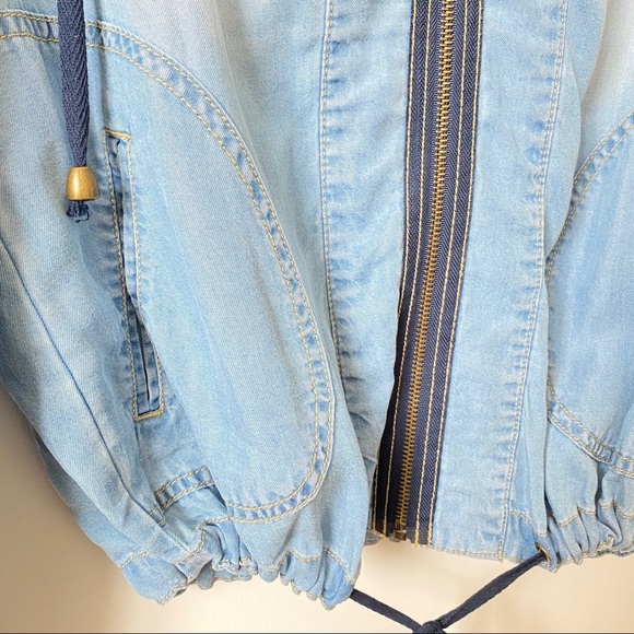 Forever 21 Life Progress Chambray Hooded Jacket S - Picture 8 of 14